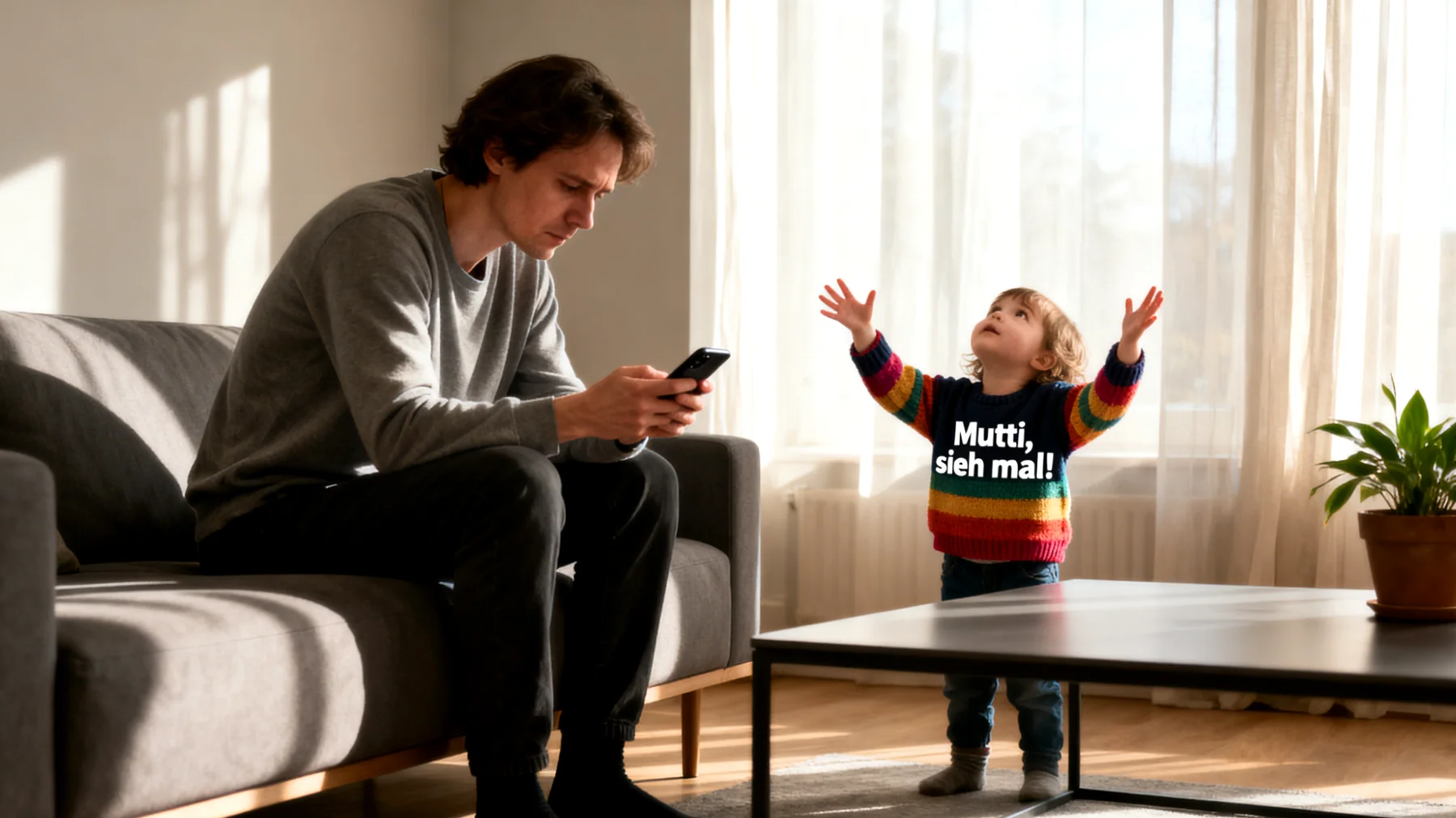 Die Eltern haben das Gefühl, trotz ihrer Anwesenheit zu Hause kaum echte, bedeutungsvolle Zeit mit ihren Kindern zu verbringen. Der Alltag ist geprägt von Verpflichtungen, Ablenkungen und Routine, sodass gemeinsame Momente oberflächlich bleiben oder ganz fehlen. Die Kinder wirken zunehmend distanziert, und die emotionale Verbindung zwischen Eltern und Kindern schwächt sich spürbar ab."